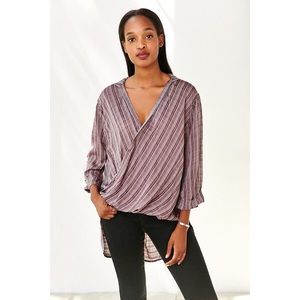 Silence + noise windowpane wrap top